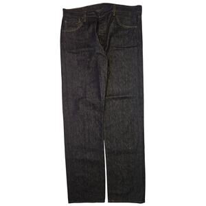 Levi's 501 Button Fly Jeans Mens 38x32 Dark Indigo Original Fit Rigid Straight